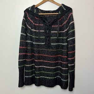 Torrid Black Multicolor Striped Knit Sweater